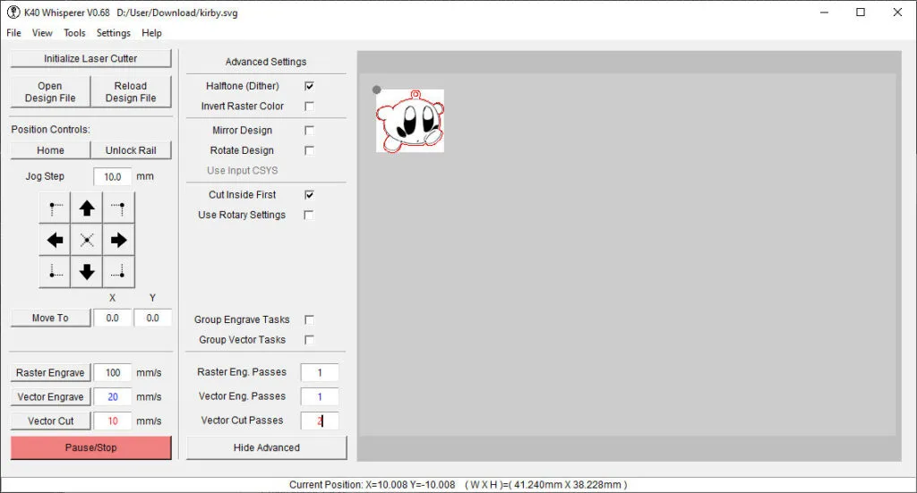k40 Whisperer interface