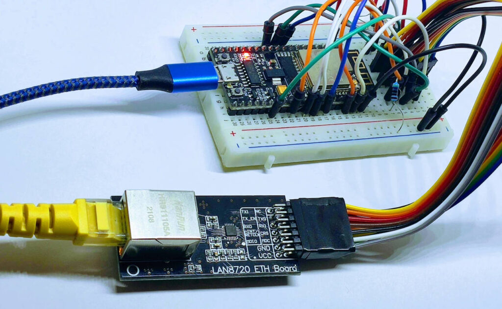 esp32 and lan8720 on breadboard