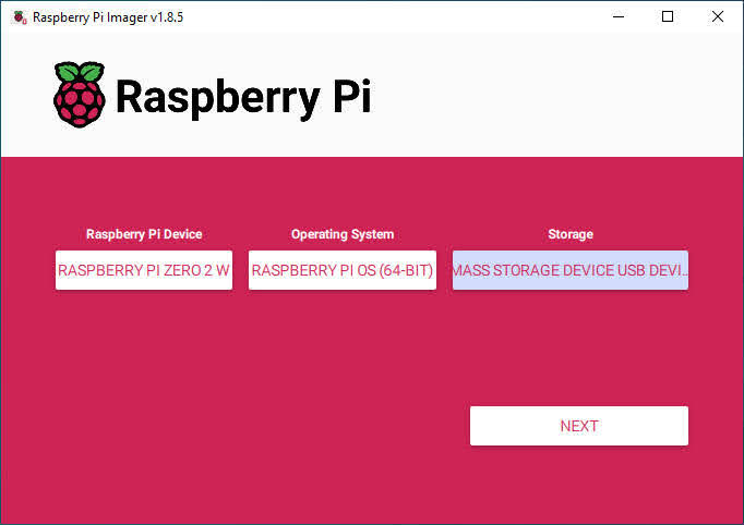 RaspberryPi Imager Selection