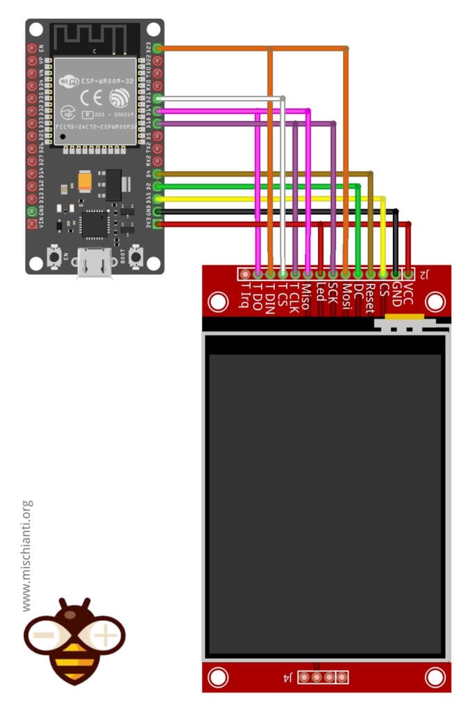 Cablaggio TFT ILI9341 e ESP32