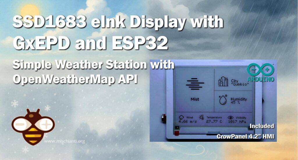 SSD1683 eInk Display with GxEPD and ESP32 (and CrowPanel 4.2" HMI): Simple Weather Station with OpenWeatherMap API