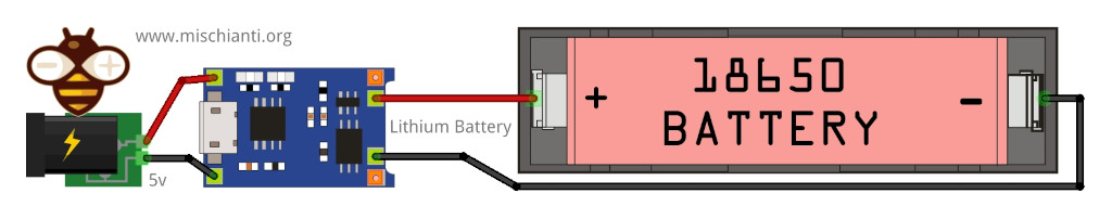 TP4056 Module: Power Input and Battery Connections