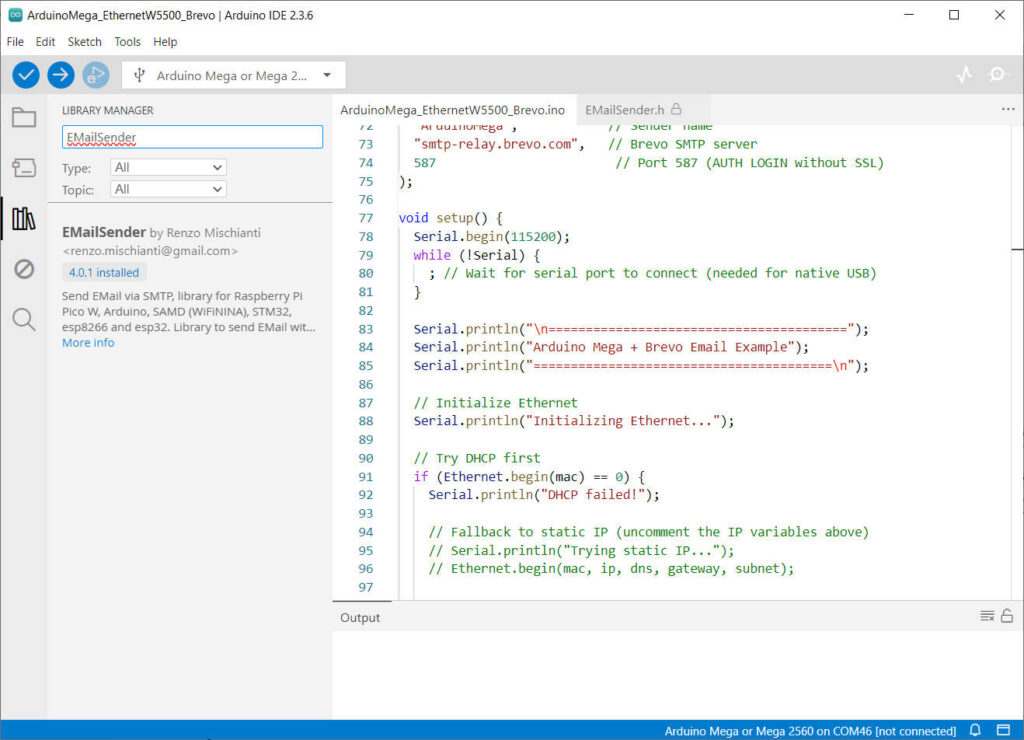 EMailSender library installation on Arduino IDE 2
