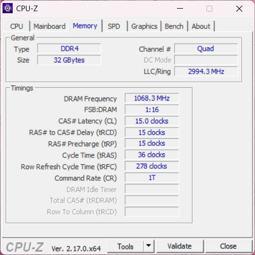 Scheda Memoria CPU-Z che mostra la configurazione Quad Channel DDR4